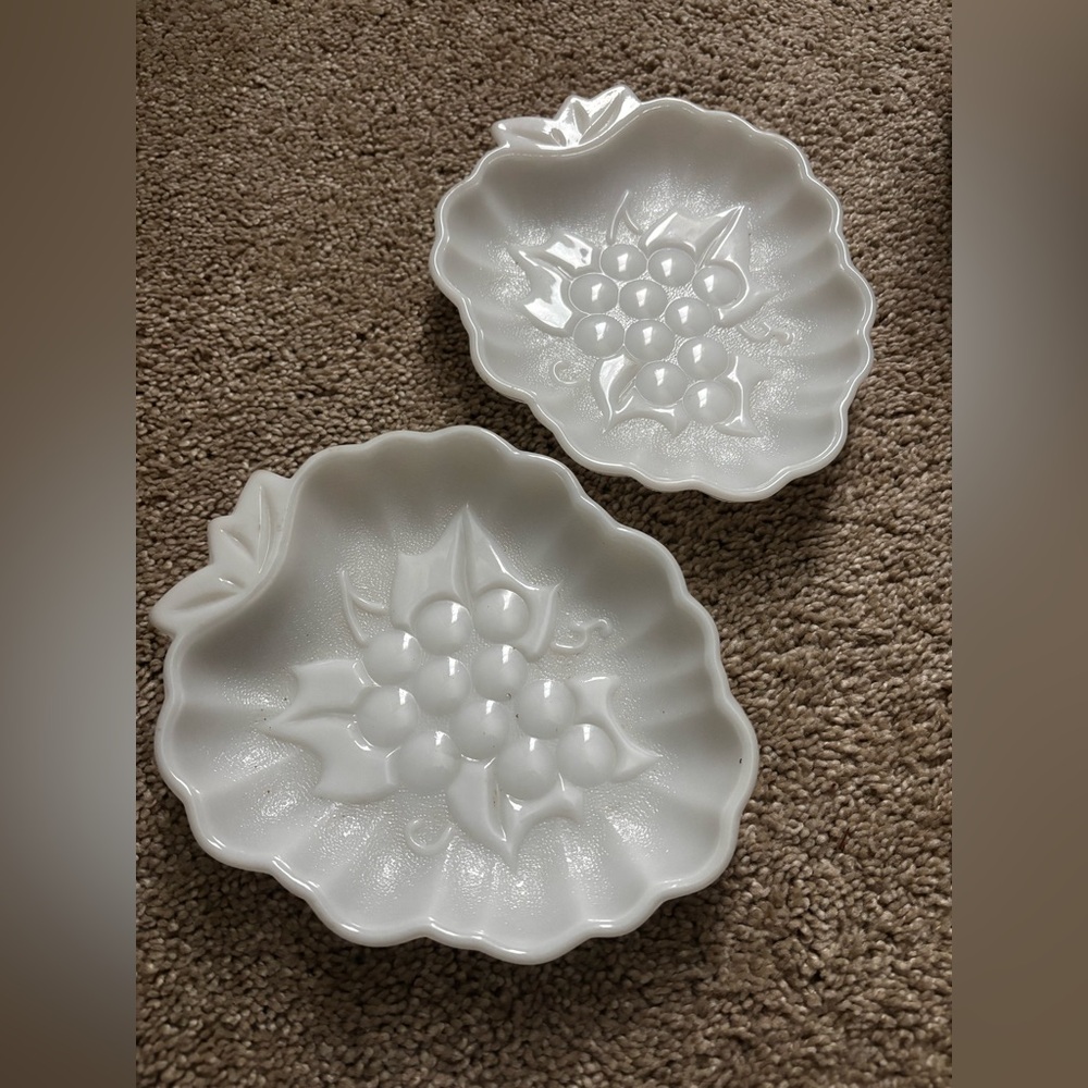 Hazel Atlas Milk Glass Grape Dishes